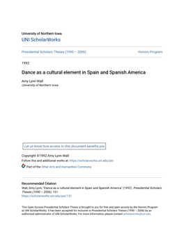 Dance As a Cultural Element in Spain and Spanish America