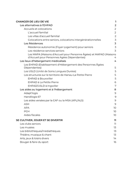 CHANGER DE LIEU DE VIE 1 Les Alternatives À L'ehpad 2 Accueils Et