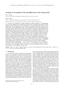 Variation in the Position of the Upwelling Front on the Oregon Shelf Jay A