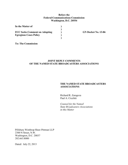 Joint Comments in the FCC's Indecency Proceedings