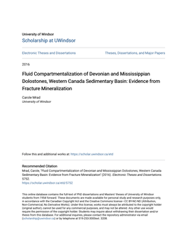 Fluid Compartmentalization of Devonian and Mississippian Dolostones, Western Canada Sedimentary Basin: Evidence from Fracture Mineralization