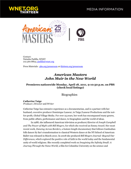 American Masters John Muir in the New World