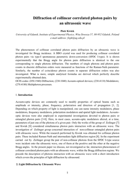 Diffraction of Collinear Correlated Photon Pairs by an Ultrasonic Wave