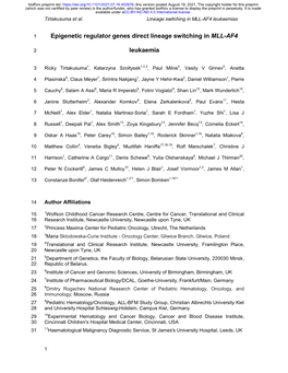 Epigenetic Regulator Genes Direct Lineage Switching in MLL-AF4