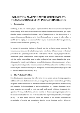 Pollution Mapping with Reference to Transmission System in Eastern Region 1