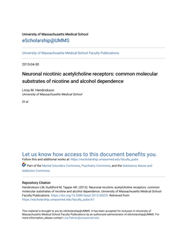 Common Molecular Substrates of Nicotine and Alcohol Dependence