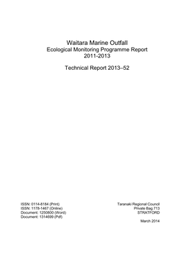 Waitara Marine Outfall Ecological Monitoring Annual Report