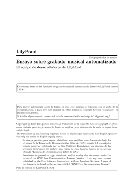 Lilypond Ensayo Sobre Grabado Musical Automatizado