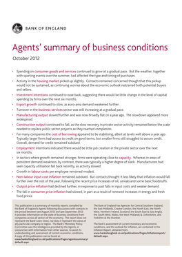 Bank of England Agents' Summary of Business Conditions