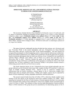 OROBANCHE ARIZONICA SP. NOV. and NOMENCLATURAL CHANGES in OROBANCHE COOPERI (OROBANCHACEAE) ABSTRACT the Taxonomy of Plants