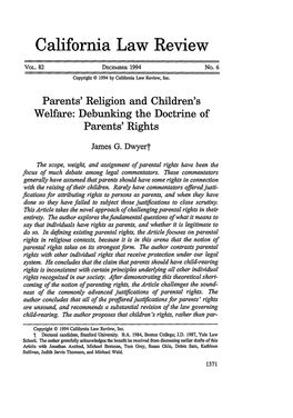 Parents' Religion and Children's Welfare: Debunking the Doctrine of Parents' Rights