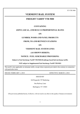 Freight Tariff Vtr 5000