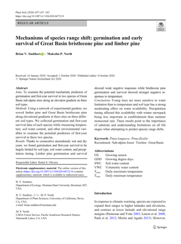 Germination and Early Survival of Great Basin Bristlecone Pine and Limber Pine