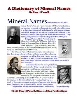 Diamond Dan's Mineral Names Dictionary