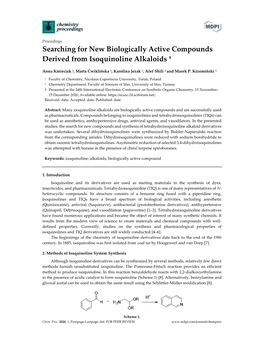 Searching for New Biologically Active Compounds Derived from Isoquinoline Alkaloids †