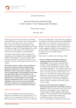 Production and Protection: a First Look at Key Challenges in Brazil