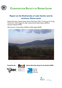 Report on the Biodiversity of Lake Sonfon and Its Environs, Sierra Leone