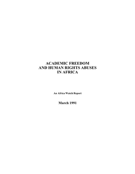 Academic Freedom and Human Rights Abuses in Africa