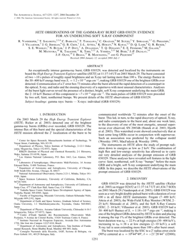 Hete Observations of the Gamma-Ray Burst Grb 030329: Evidence for an Underlying Soft X-Ray Component R