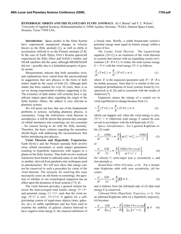 Hyperbolic Orbits and the Planetary Flyby Anomaly. H.-J