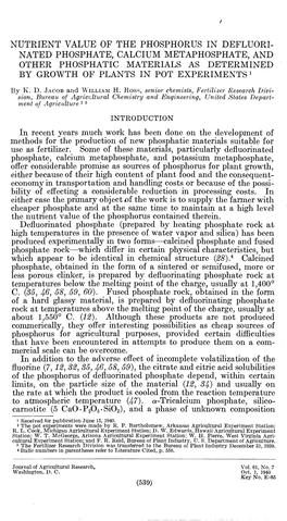 Nutrient Value of the Phosphorus In