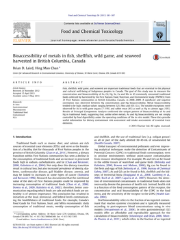 Bioaccessibility of Metals in Fish, Shellfish, Wild Game, and Seaweed