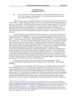 Restoring Internet Freedom, WC Docket No. 17-108; Bridging the Digital Divide for Low-Income Consumers, WC Docket No