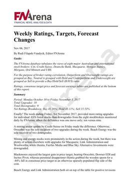 Weekly Ratings, Targets, Forecast Changes