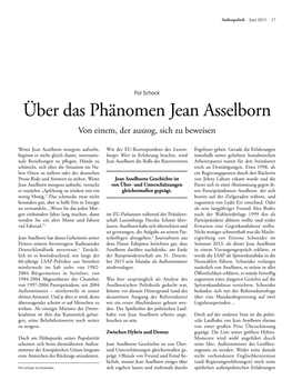 Über Das Phänomen Jean Asselborn Von Einem, Der Auszog, Sich Zu Beweisen