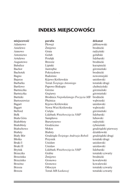 Indeks Miejscowości Parafii Diecezji Toruńskiej