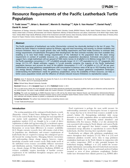 Resource Requirements of the Pacific Leatherback Turtle Population