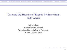 Case and the Structure of Events: Evidence from Indo-Aryan