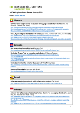 ASEAN Region – Press Review January 2020 Contact: Info@Th.Boell.Org