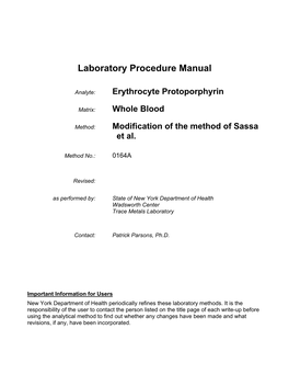 Laboratory Procedure Manual