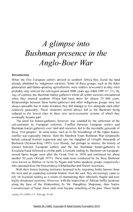 A Glimpse Into Bushman Presence in the Anglo-Boer War