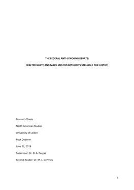 The Federal Anti-Lynching Debate: Walter White And