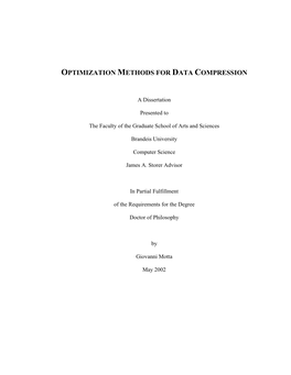 Optimization Methods for Data Compression