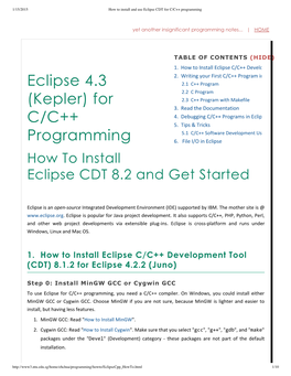 Eclipse 4.3 (Kepler) for C/C++ Programming