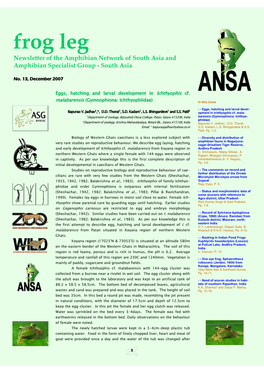 Frog Leg Newsletter of the Amphibian Network of South Asia and Amphibian Specialist Group - South Asia