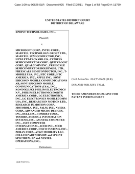 UNITED STATES DISTRICT COURT DISTRICT of DELAWARE XPOINT TECHNOLOGIES, INC., Plaintiff, V. MICROSOFT CORP., INTEL CORP., MARVEL