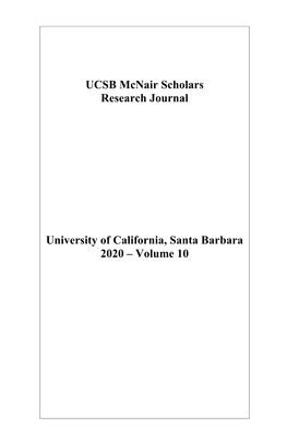 UCSB Mcnair Scholars Research Journal