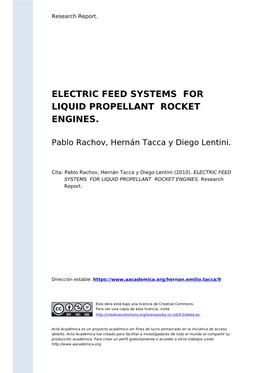 Electric Feed Systems for Liquid-Propellant Rockets