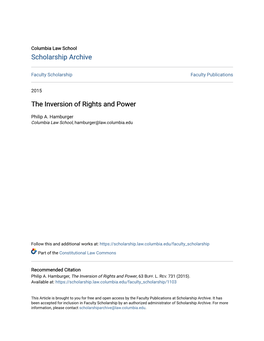 The Inversion of Rights and Power