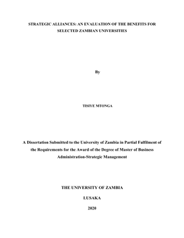 By a Dissertation Submitted to the University of Zambia in Partial