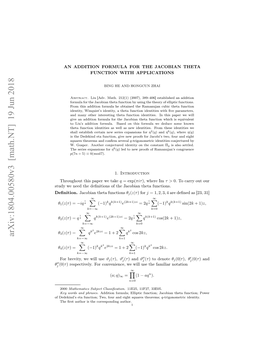 An Addition Formula for the Jacobian Theta Function 2