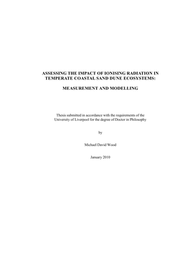 Assessing the Impact of Ionising Radiation in Temperate Coastal Sand Dune Ecosystems