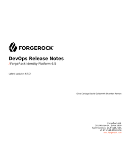 Devops Release Notes / Forgerock Identity Platform 6.5