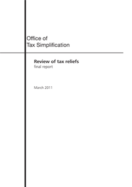 Review of Tax Reliefs; Final Report