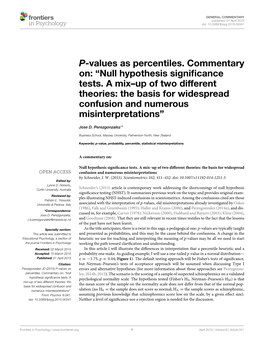 P-Values As Percentiles. Commentary on Null Hypothesis Significance