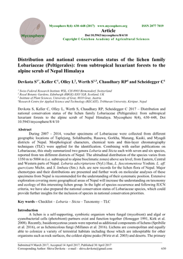 Distribution and National Conservation Status of the Lichen